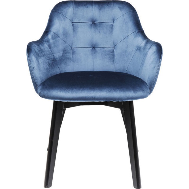 Chair with Armrest Black Lady Velvet Blue